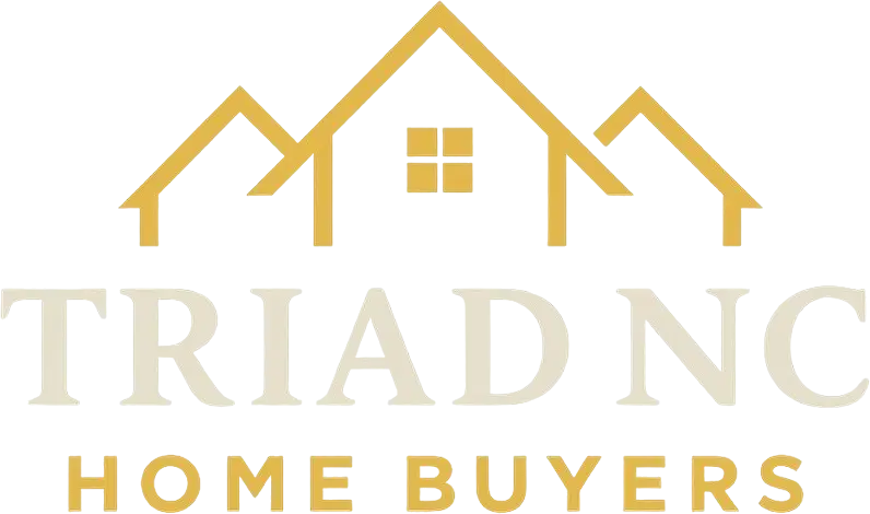 Official text-based logo for "Triad NC Home Buyers" featuring a gold minimalist house icon.