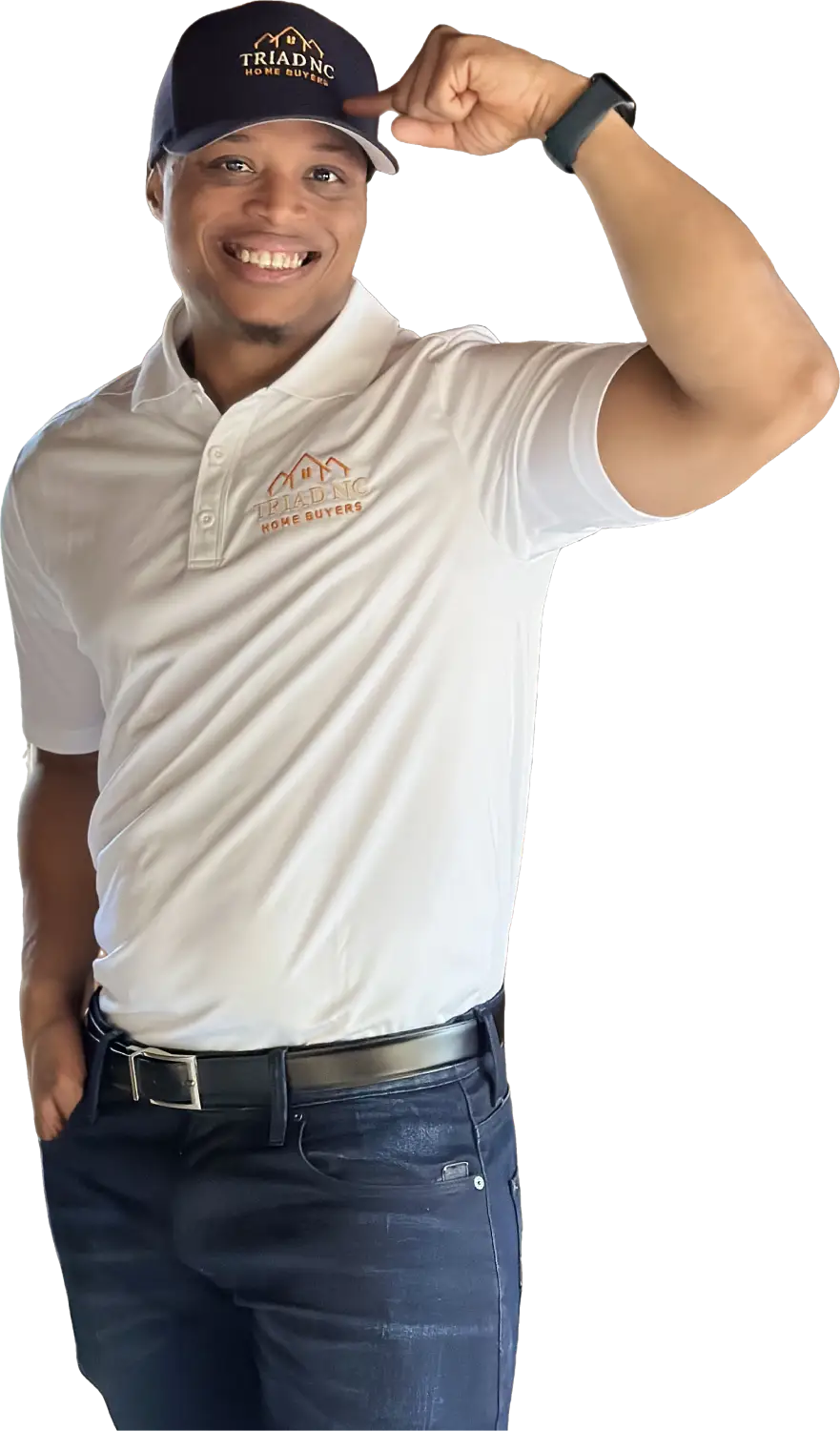 Side-view portrait of a male professional real estate expert in a white polo shirt.