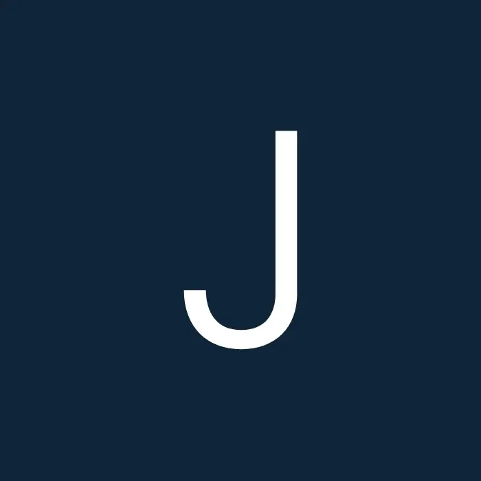 Bold white letter J centered on a solid dark blue square background.